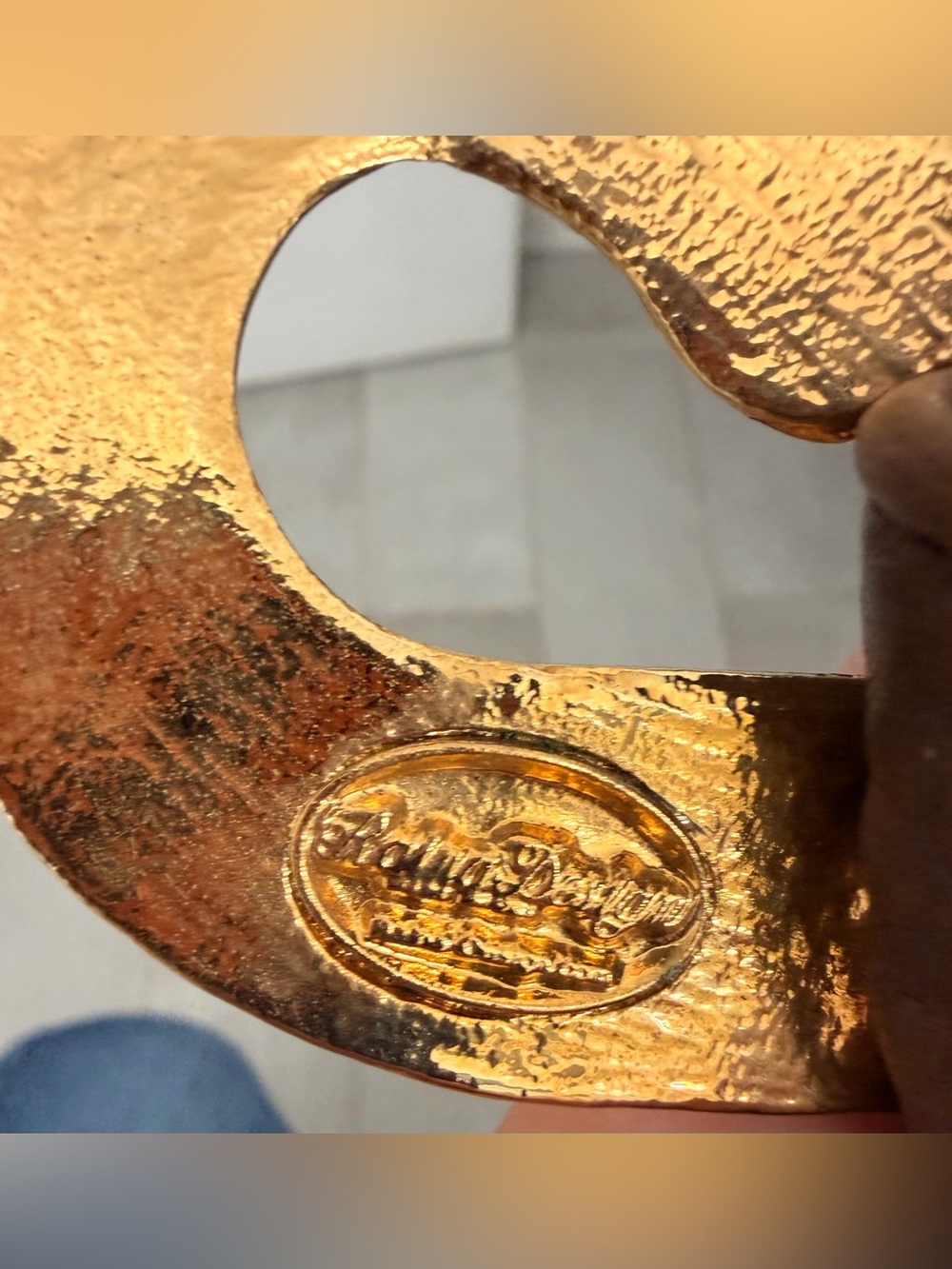 Raina Hammered Gold Accent Brown Leather Belt - Picture 5 of 9